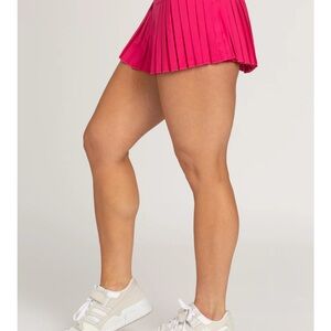 Hot Pink Pleated Tennis Skirt